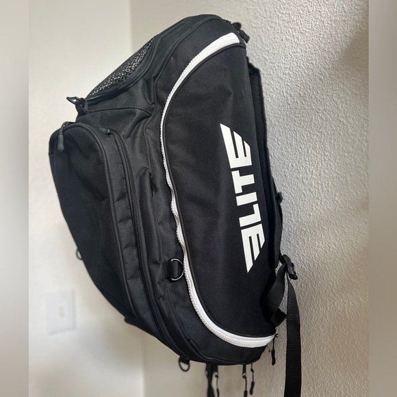 Elite Sports Large Gym Duffle Bag Backpack MMA Athlete Sports Large Black White - Picture 1 of 10